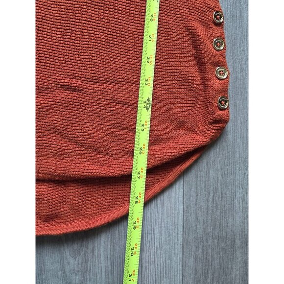 Michael Kors Womens Orange Tunic Sweater With Side Buttons Size M - Picture 10 of 10